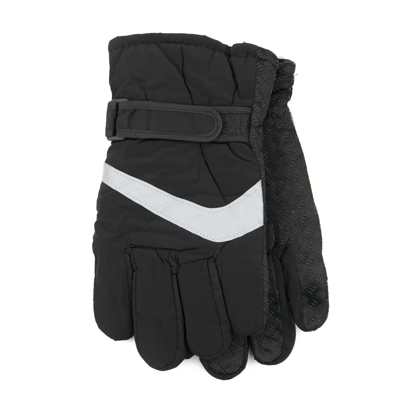 Перчатки мужские болоневые с мехом и светоотражающей полоской S Черный (23-6-1)