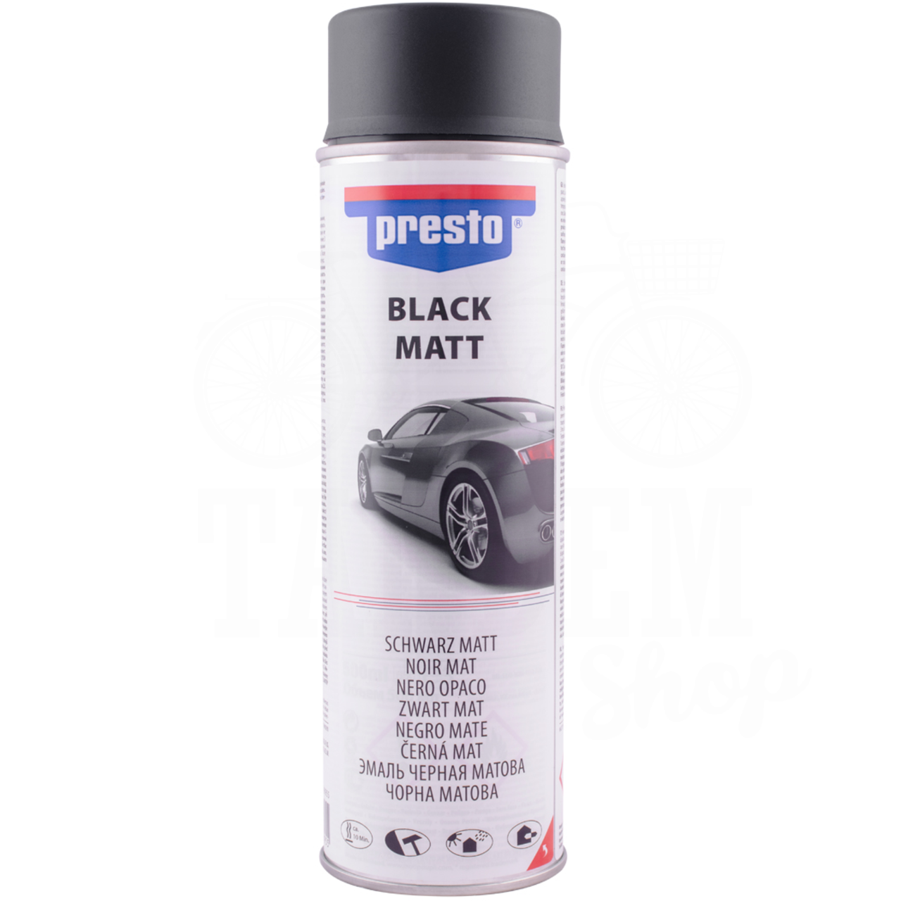Аерозольна фарба емаль акрилова універсальна Presto 500 мл Чорний мат