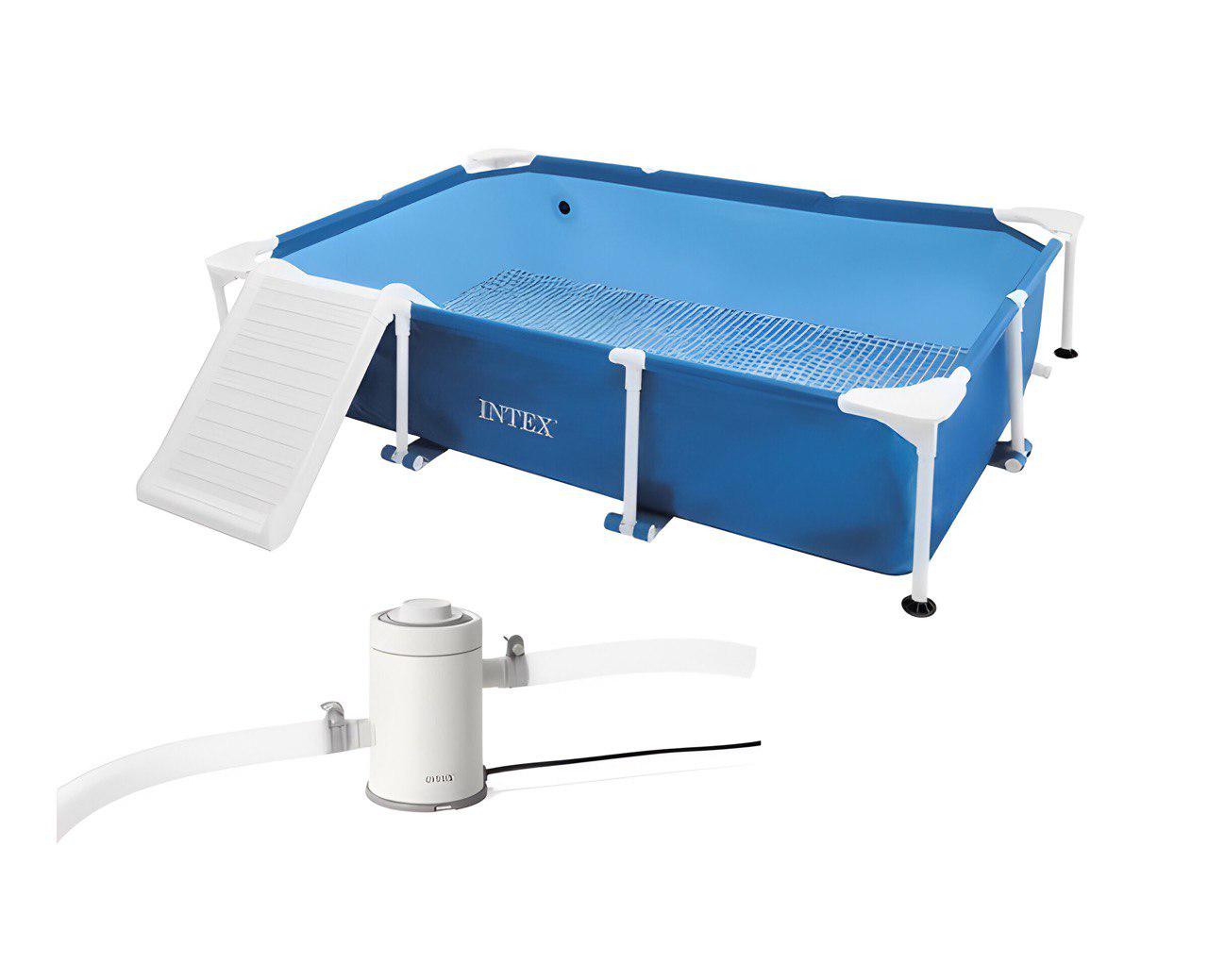 Басейн для домашніх тварин Intex 48402 152х152х30,5 см з металевим каркасом/скімером і диспенсером - фото 3 Басейн для домашніх тварин Intex 48402 152х152х30,5 см з металевим каркасом/скімером і диспенсером - фото 3