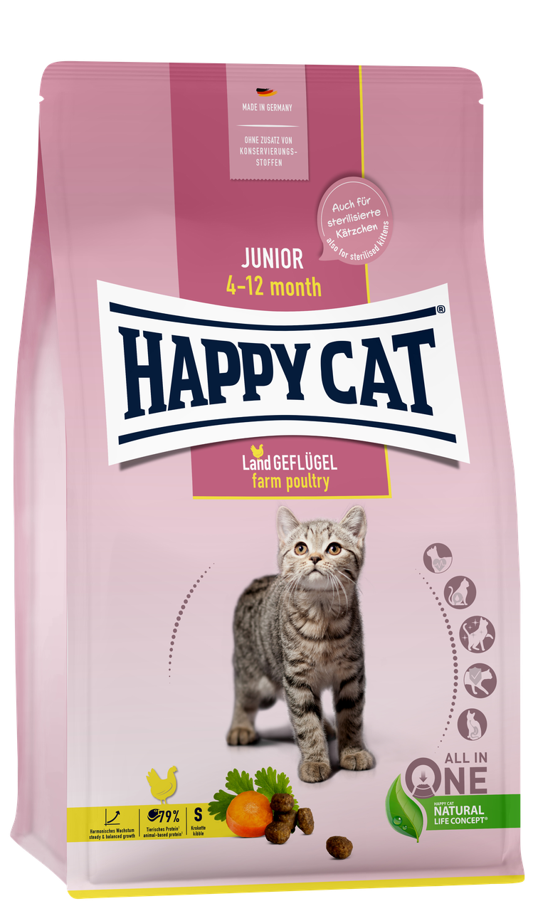 Сухий корм для кошенят Happy Cat Geflugel Junior з чутливим травленням 300 г (70538)