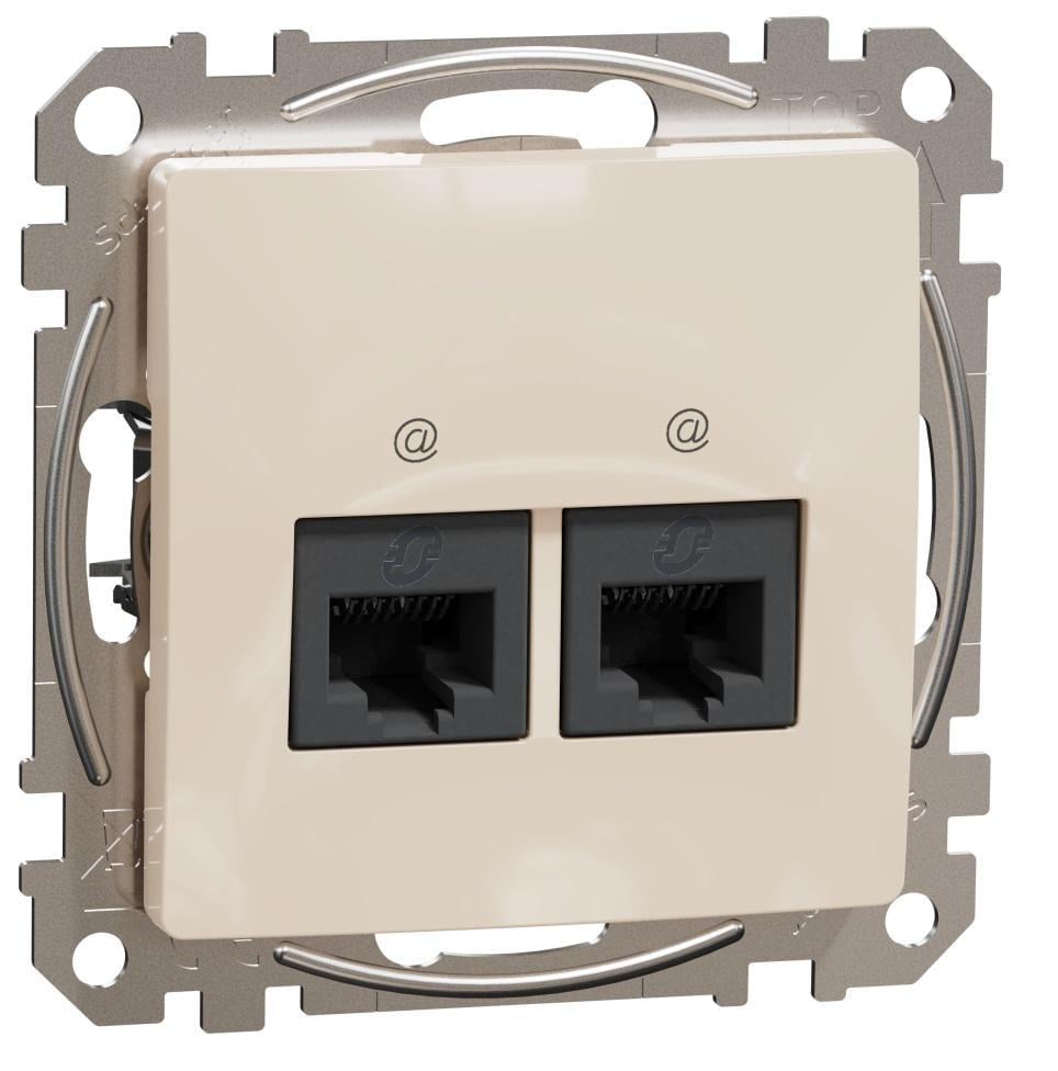Розетка компьютерная двойная Schneider Sedna Design cat5E UTP Бежевый