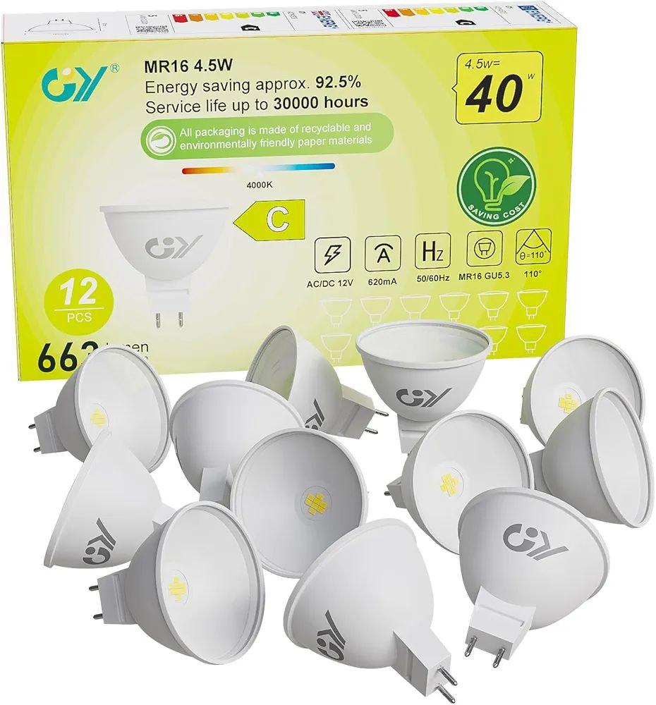 Набір ламп світлодіодних GY MR16/GU5.3 12 Вт 4,5W 4000K 12 шт. (35265960)