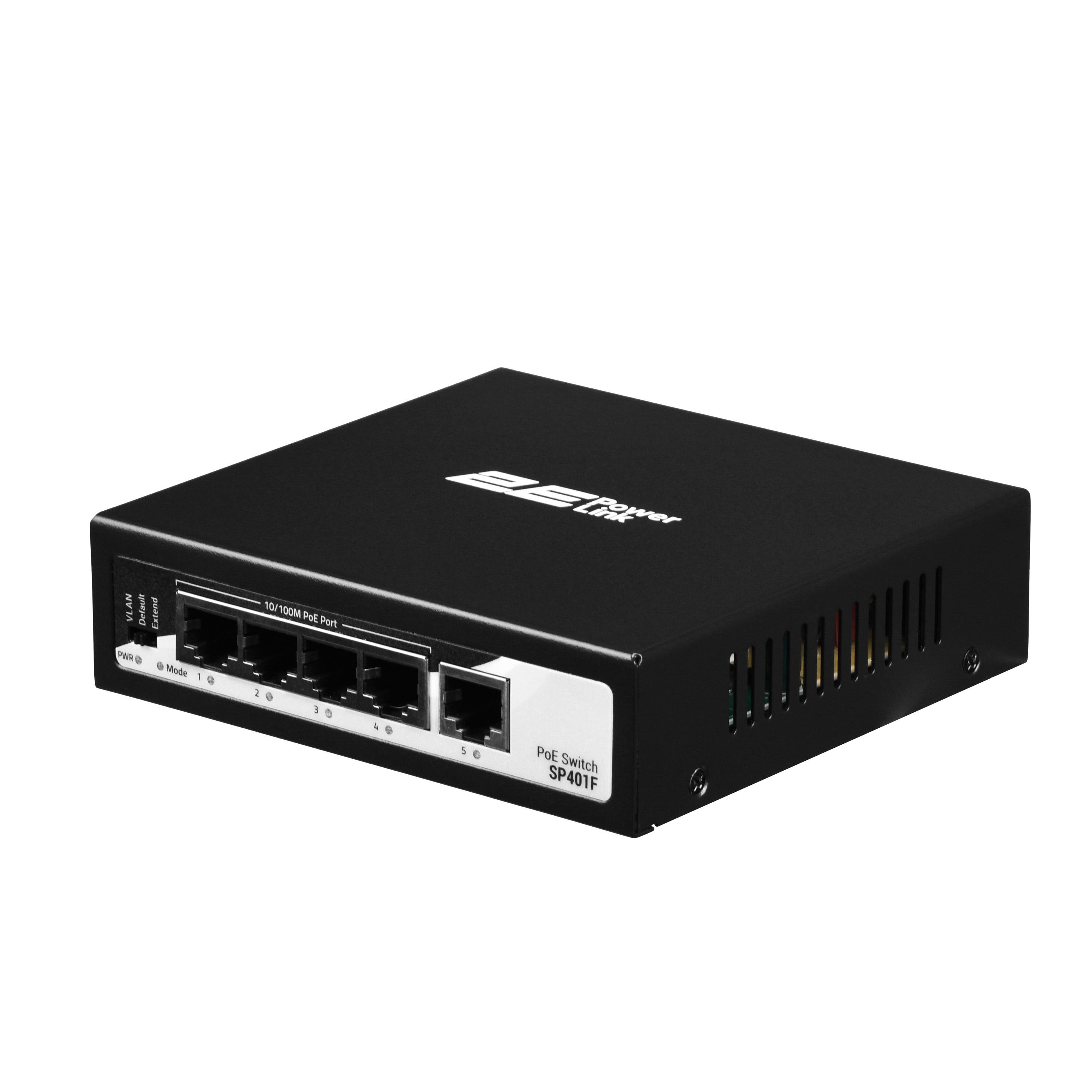 Комутатор некерований PoE 2E PowerLink SP401F 4хFE (10/100) + 1хFE Uplink модель 2E-SP401F-2 (628615) - фото 1 Комутатор некерований PoE 2E PowerLink SP401F 4хFE (10/100) + 1хFE Uplink модель 2E-SP401F-2 (628615) - фото 1