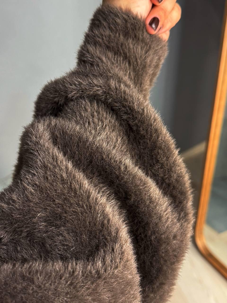 Кардиган жіночий Fancy Matinee 30740 ангора довгий з кишенями OS Коричневий (4871) - фото 8 Кардиган жіночий Fancy Matinee 30740 ангора довгий з кишенями OS Коричневий (4871) - фото 8