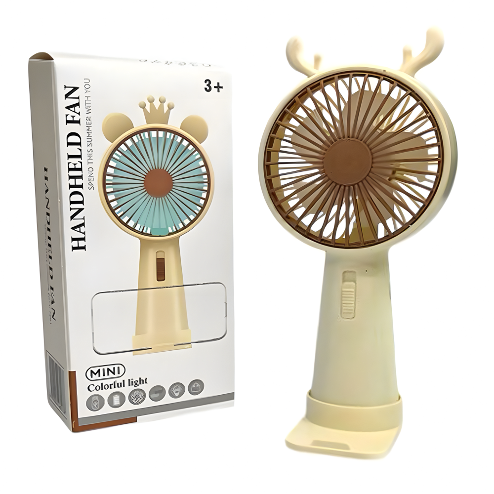 Вентилятор портативний Оленя з ріжками на акумуляторі та USB Бежевий (51-беж-39559) - фото 8 Вентилятор портативний Оленя з ріжками на акумуляторі та USB Бежевий (51-беж-39559) - фото 8