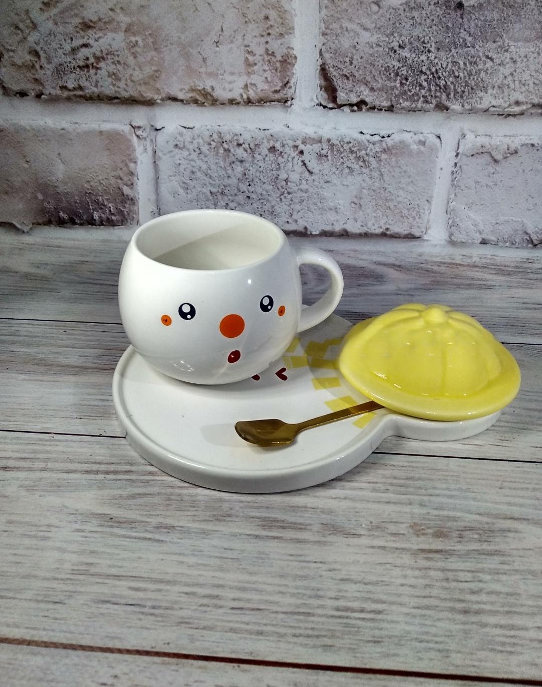 Чашка Stenson Snowman с блюдцем и ложкой 350 мл (YG01160) - фото 2