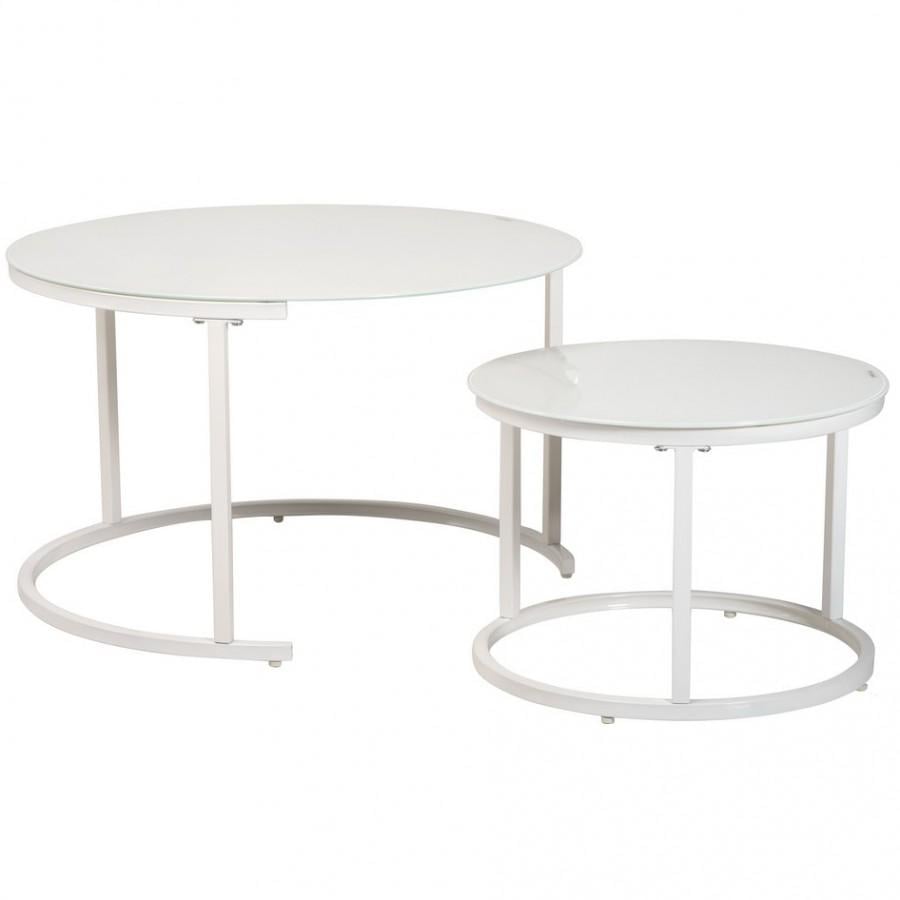 Комплект журнальных столов Vetro Mebel CS-25 75х75 см Белый