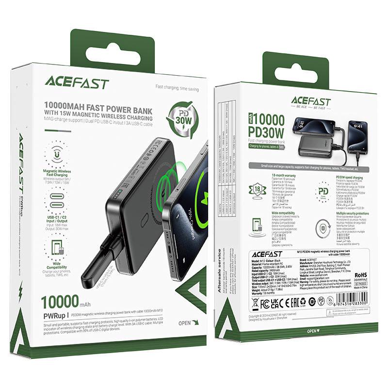 Повербанк Acefast M10 PD30W с БЗУ 10000 mAh Black (00000073071_1) - фото 2 Повербанк Acefast M10 PD30W с БЗУ 10000 mAh Black (00000073071_1) - фото 2