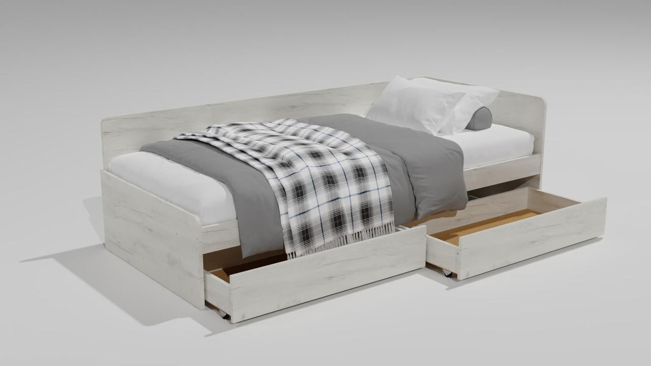 Кровать Эверест Соната-800 сплошной щит с ящиками 80x190 см Крафт белый (ЕВ20405) - фото 8 Кровать Эверест Соната-800 сплошной щит с ящиками 80x190 см Крафт белый (ЕВ20405) - фото 8