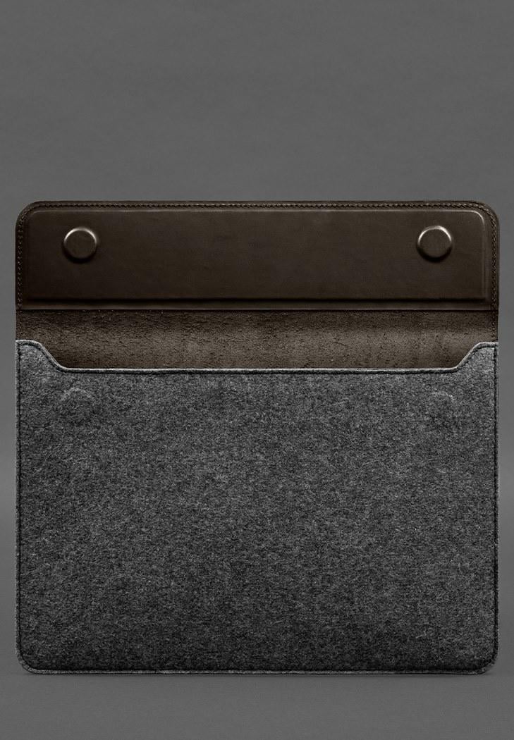 Чехол-конверт с клапаном кожа/фетр для MacBook 16" Crazy Horse Темно-коричневый (A-028247) - фото 5