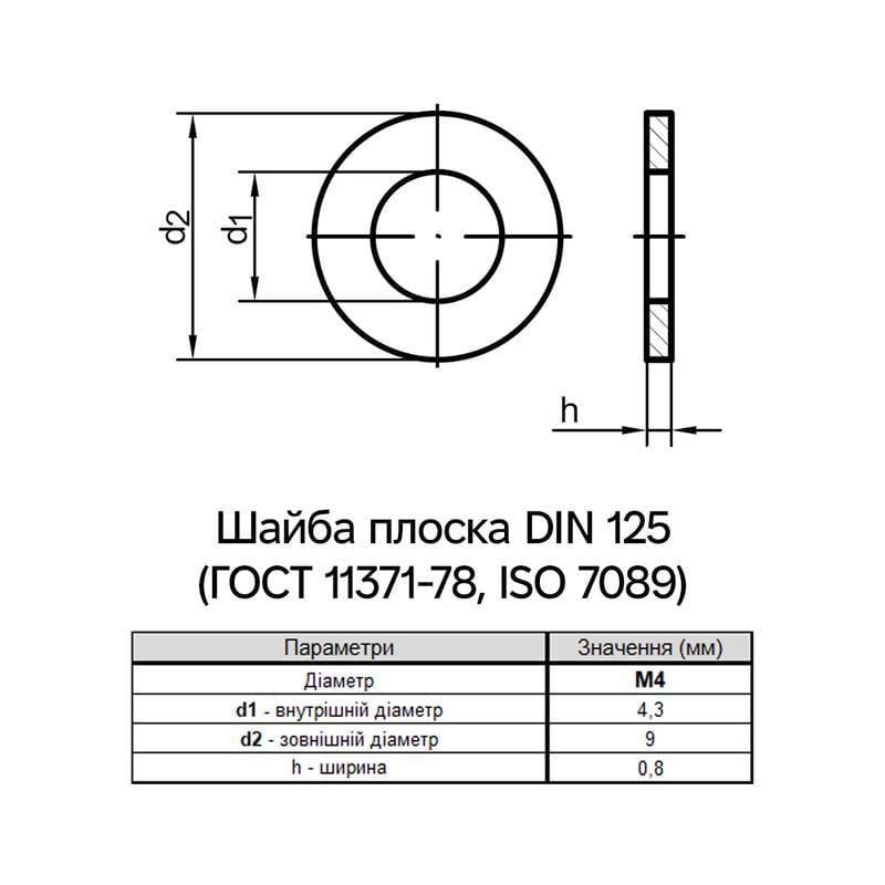 Шайба плоская Metalvis М4 DIN125 латунь ⌀ 9 мм х 0,8 мм 1000 шт. (L7000000L700400000) - фото 2