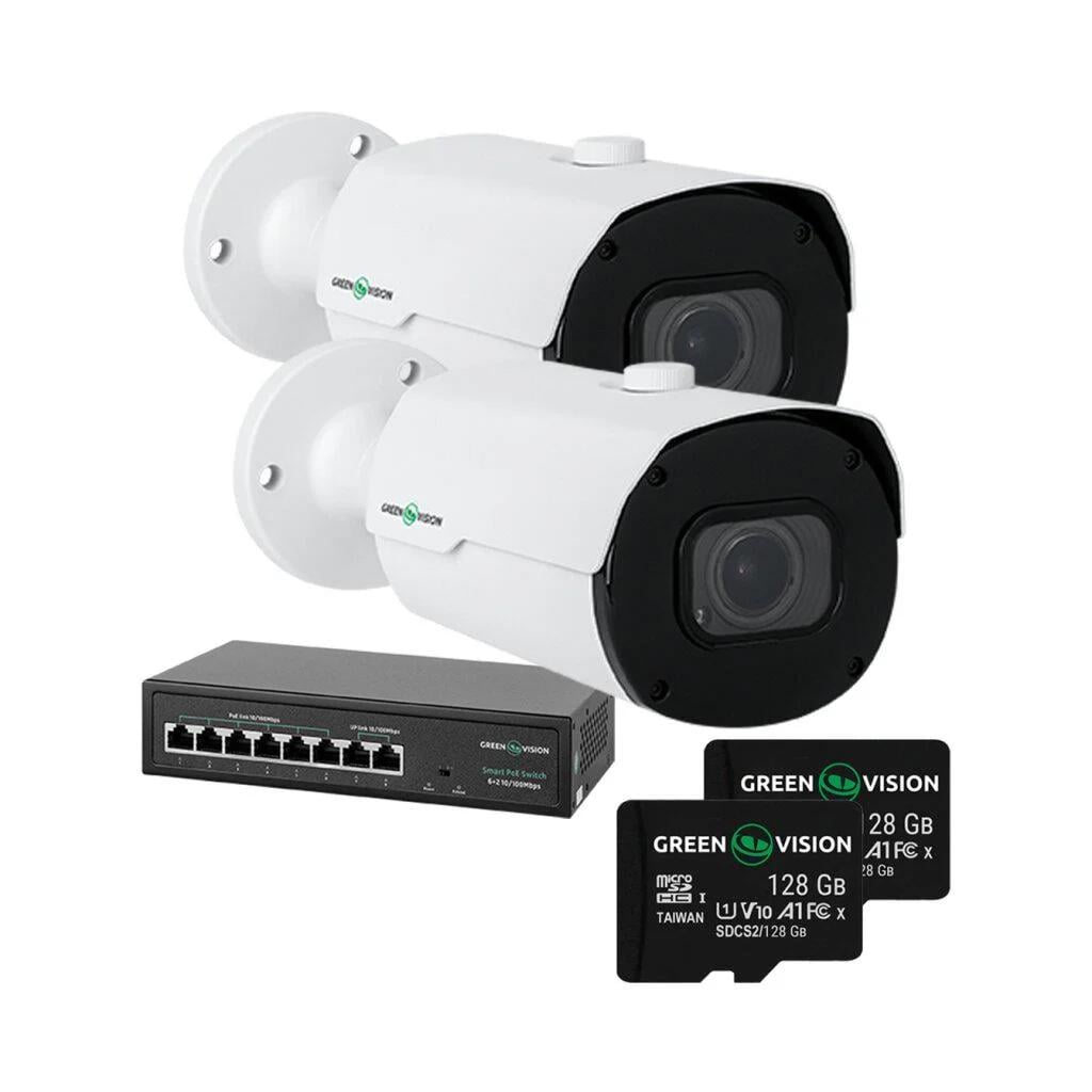 Комплект видеонаблюдения GreenVision GV-801 на 2 IP камеры распознавания автомобильных номеров с 2 картами памяти microSDHC 128 Гб (26711520) Комплект видеонаблюдения GreenVision GV-801 на 2 IP камеры распознавания автомобильных номеров с 2 картами памяти microSDHC 128 Гб (26711520)