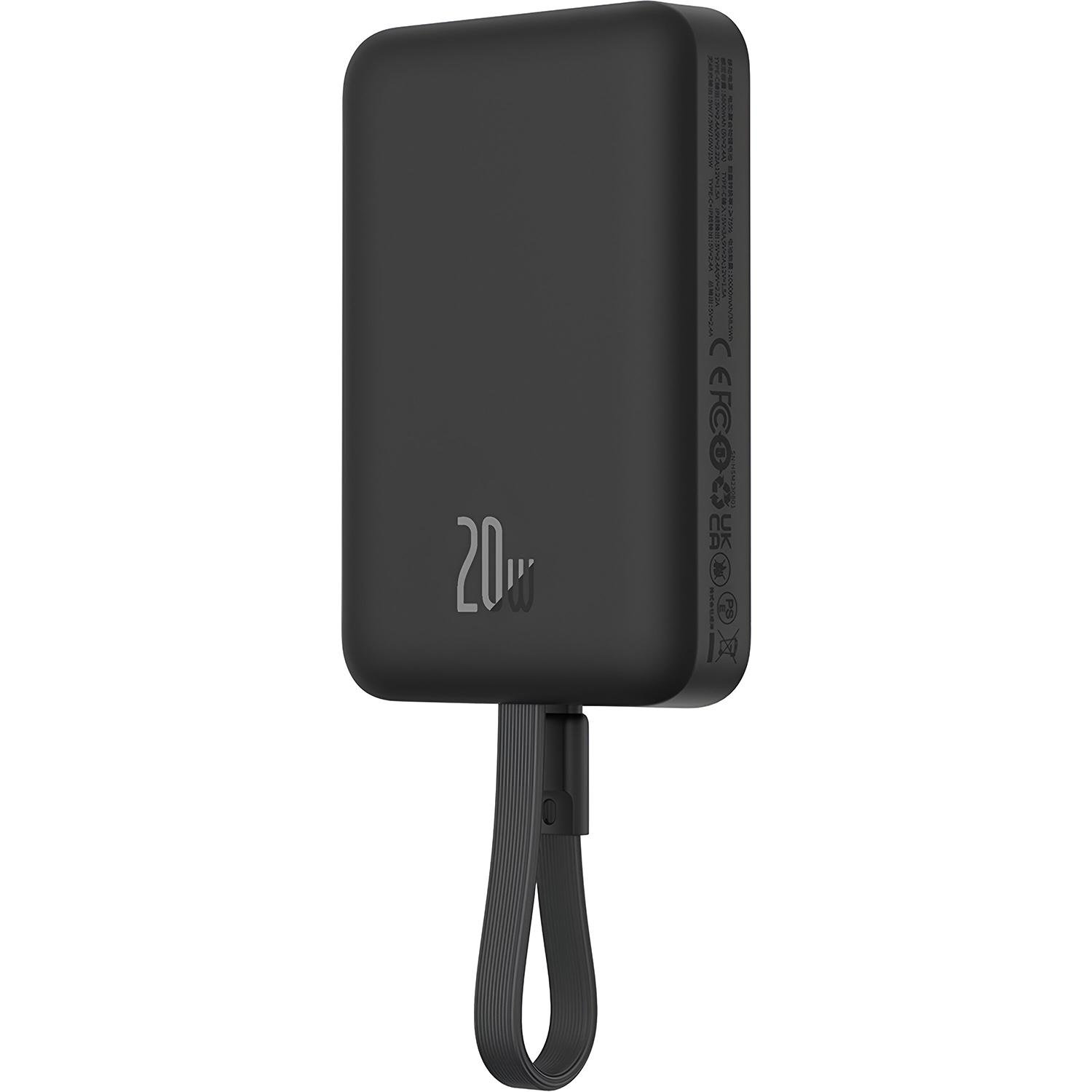 Повербанк BASEUS Magnetic Mini Wireless Fast Charge iP Edition 10000 mAh 20W P10022109113-00 Cluster With Simple Series Charging Cable Type-C to Type-C 20V/3A 30cm Black - фото 5