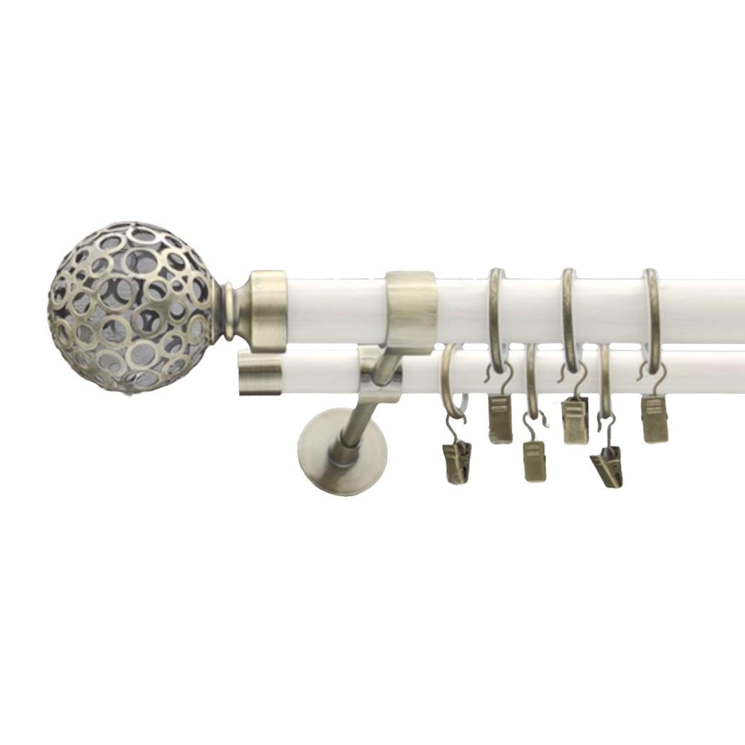 Карниз трубчатый двухрядный Orvit Савона 25/19 мм 200 см Белый/Сатин (009-1572)