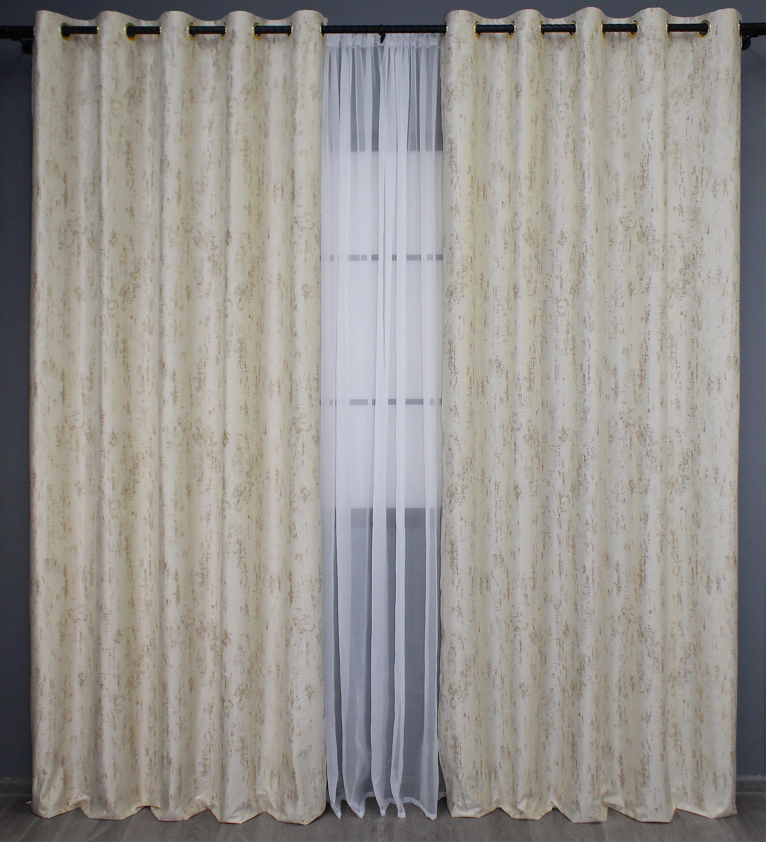 Комплект штор на люверсах VR-Textil Бархат Афина № 1321ш 150х250 см 2 шт. Светло-бежевый (37-0078)