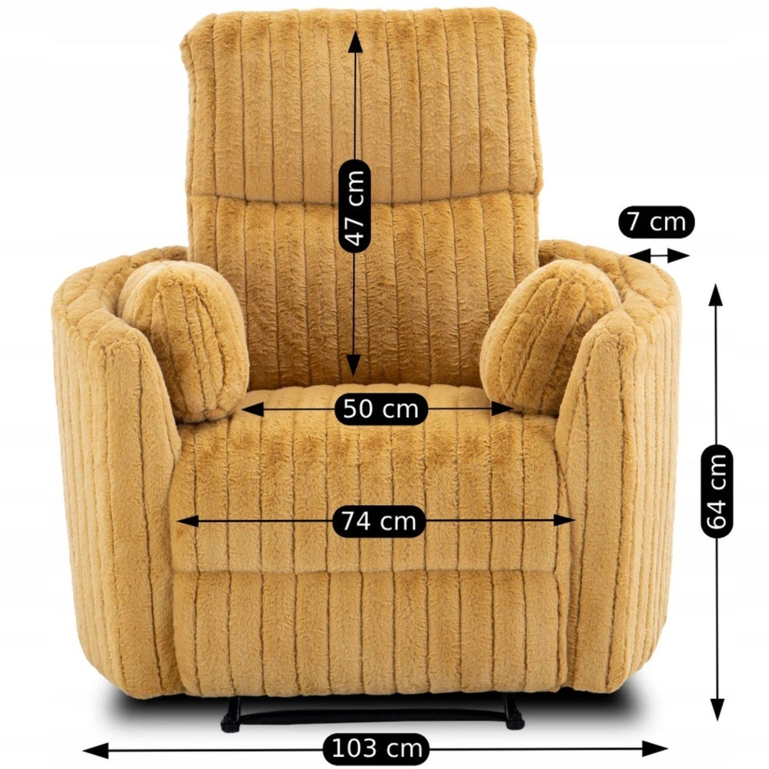 Крісло м'яке Mebel Elite RAUL розкладне з реклайнером Гірчичний (ME.RAUL/CU/SZTR/FW) - фото 3