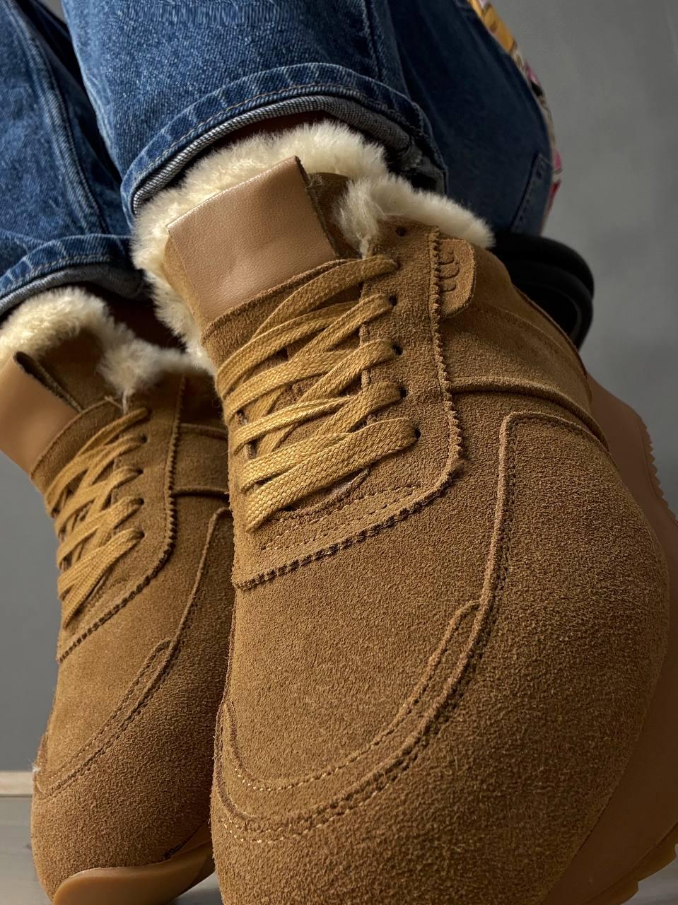 Кроссовки женские Hengji U-2 натуральная замша утепленные мехом р. 40 Коричневый (5291) - фото 9