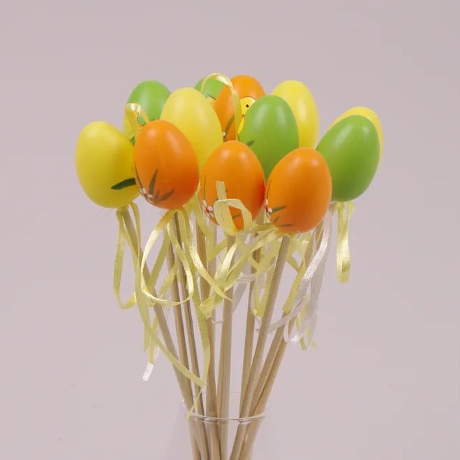 Декорация пасхальная на пике Flora Писанка микс 12 шт. (44092)