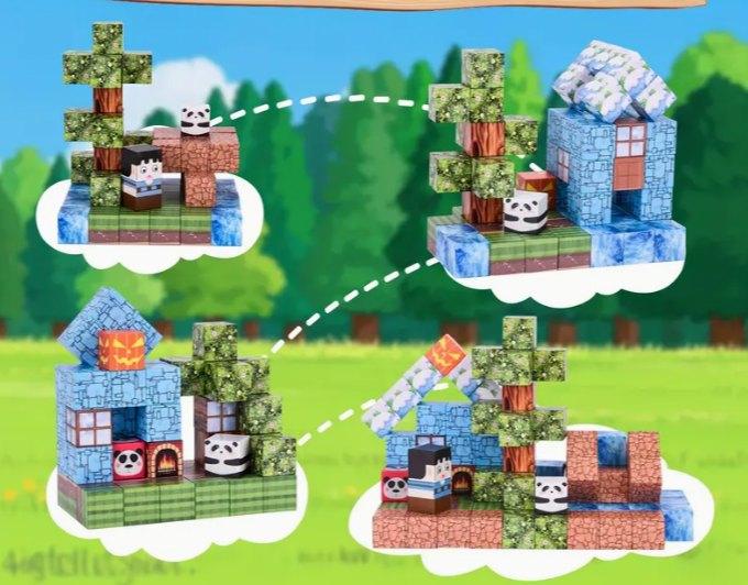 Конструктор магнитный Minecraft Дом с пандами 100 шт. (2698859963) - фото 4