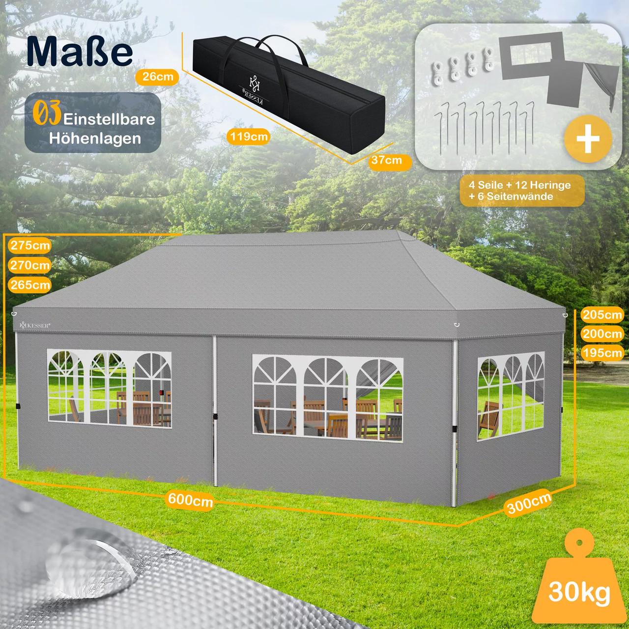 Павільйон садовий KESSER 6x3 м UV50+ Світло-сірий - фото 6 Павільйон садовий KESSER 6x3 м UV50+ Світло-сірий - фото 6