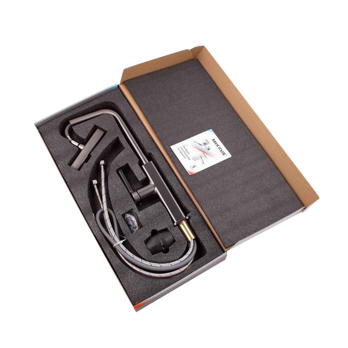 Смеситель с вытяжным душем однорычажный MIXXUS 014 латунь Графит (b-MI6955) - фото 2