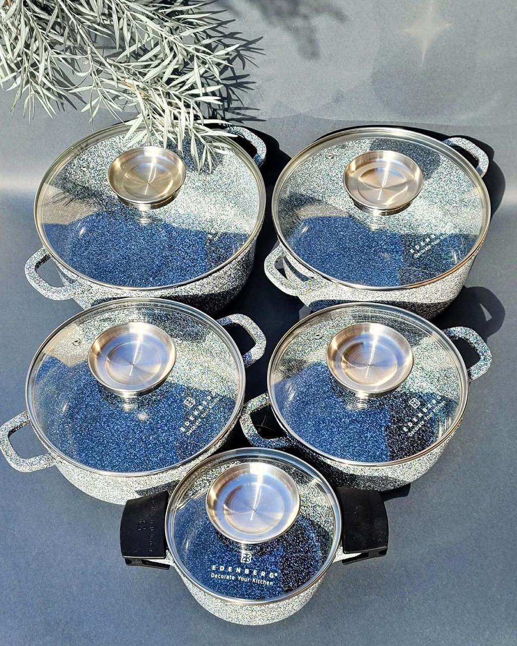 Набір каструль для індукційних плит з гранітним покриттям Edenberg EB-8144 12 пр. Набір каструль для індукційних плит з гранітним покриттям Edenberg EB-8144 12 пр.