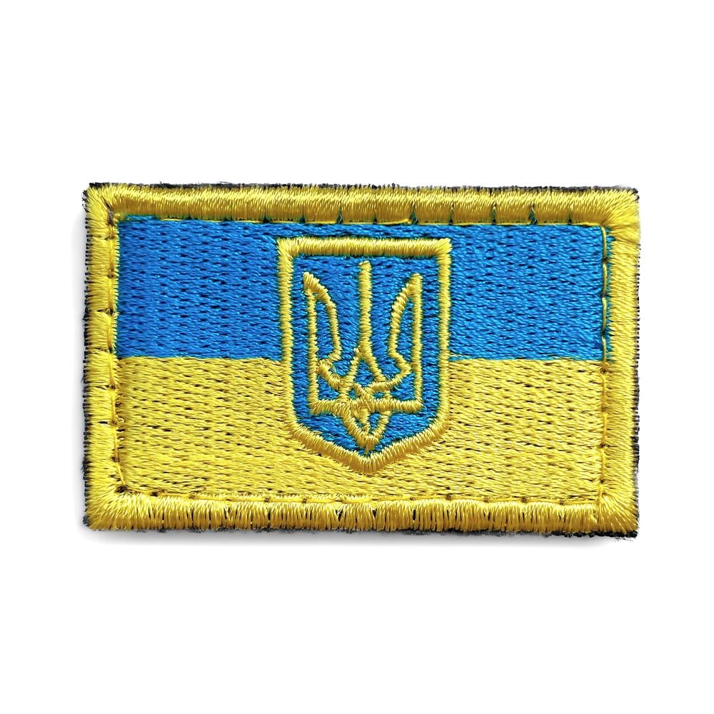 Шеврон на липучці Прапор з Тризубом 3,5х5,5 см (19577)