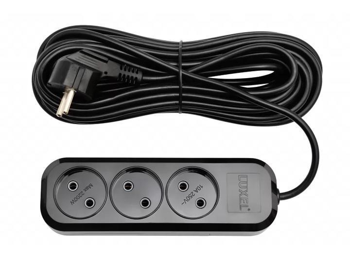 Удлинитель сетевой Luxel 3 розетки 10 м Черный (7529) - фото 2