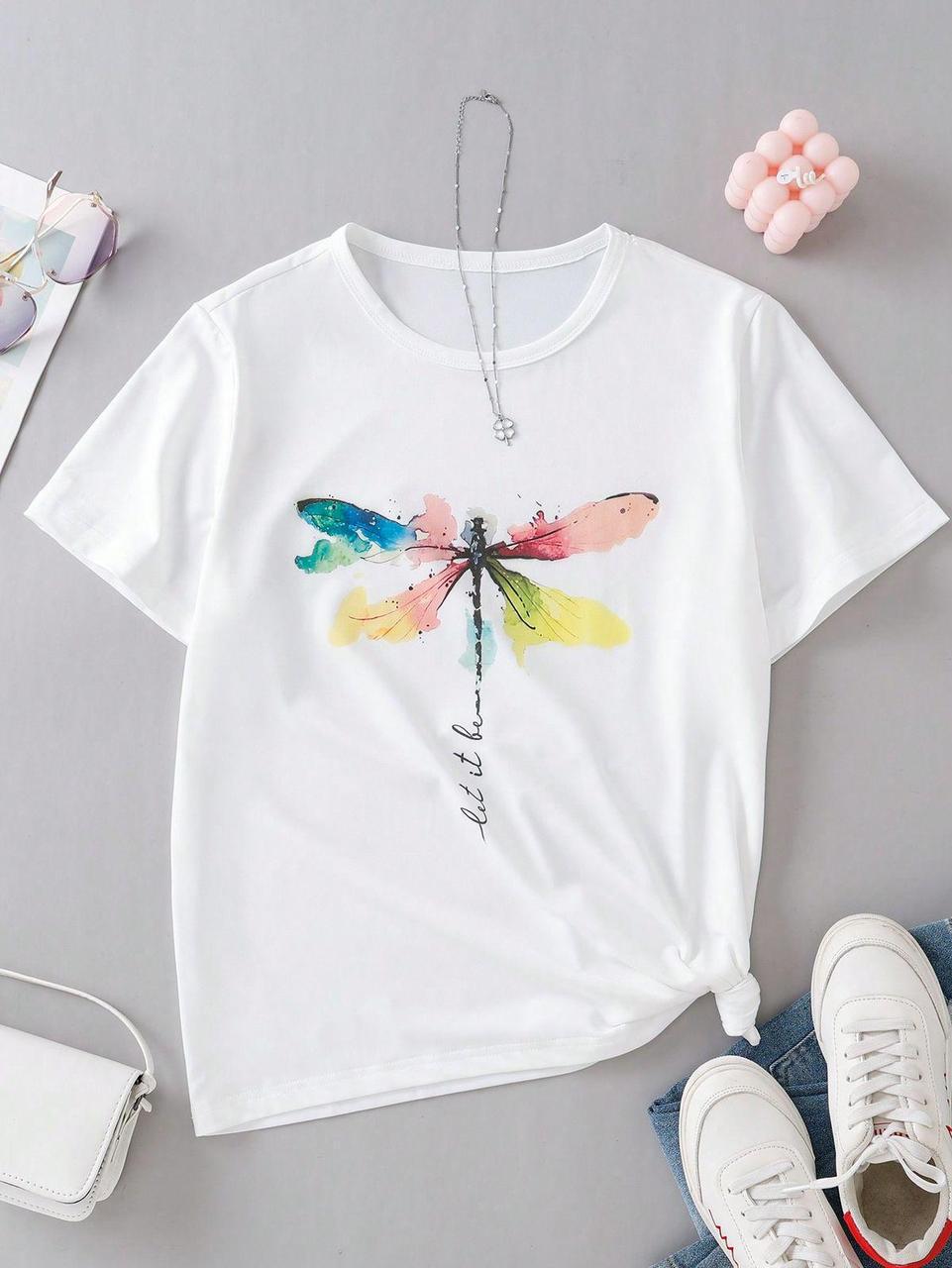 Футболка женская с принтом Pin-000-369 повседневная XL Белый (2664085705)