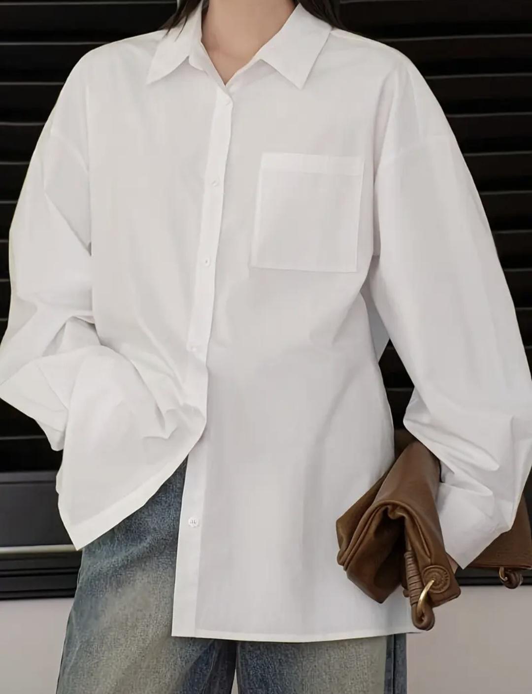 Сорочка жіноча з поясом на спинці М Білий (00236)