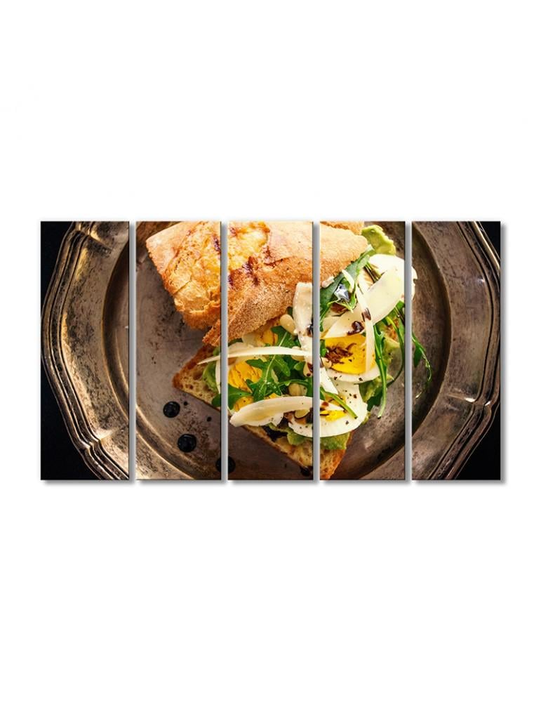 Картина модульная Сэндвич с яйцом 5 модулей 70x105 см