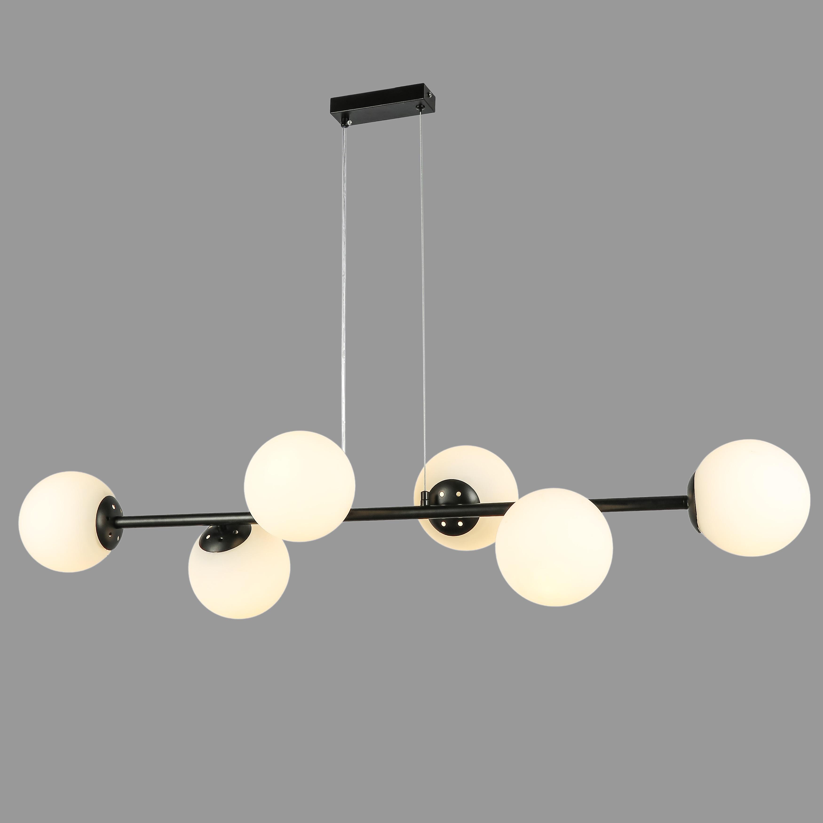 Люстра длинная на 6 ламп 115 см Черный (84-1021-6 BK+WH)