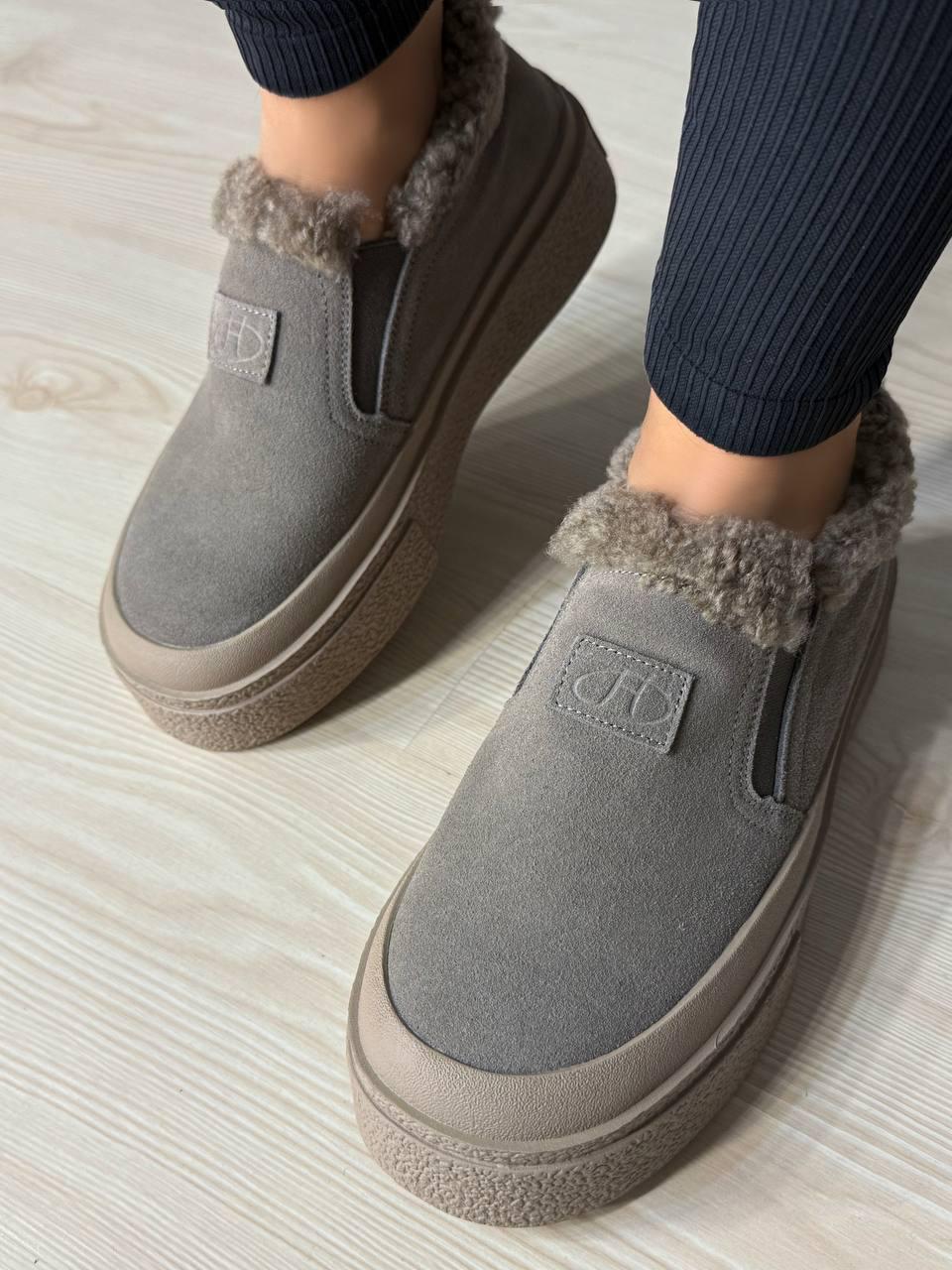 Черевики жіночі Hengji 660-6 замшеві кеди на хутрі р. 41 Бежевий (5796) - фото 2