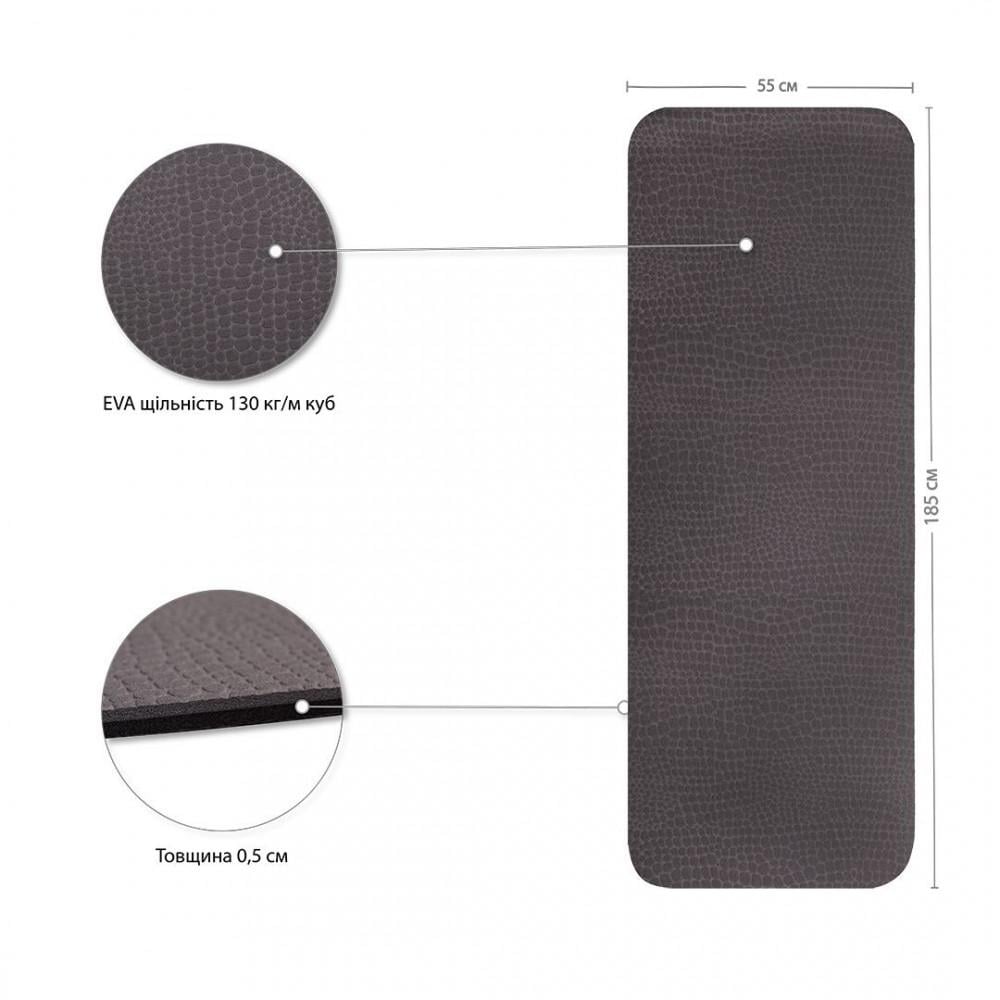 Коврик IVN для йоги и фитнеса 1850х550х5 мм Серо-черный (IV-EV7577GR) - фото 2 Коврик IVN для йоги и фитнеса 1850х550х5 мм Серо-черный (IV-EV7577GR) - фото 2