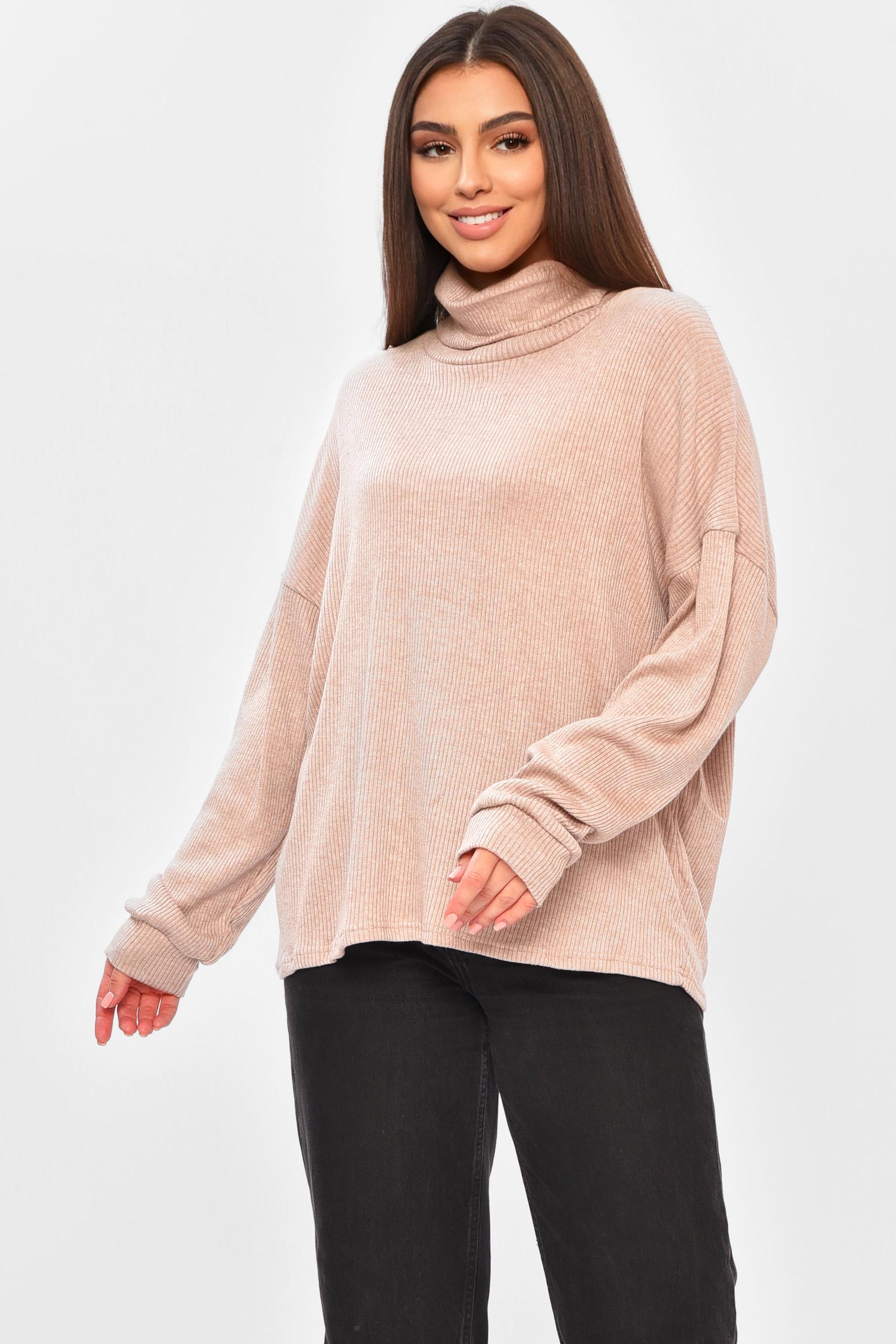 Кофта женская 203204 однотонная XL-2XL Бежевый (203204_!320872_48-50)