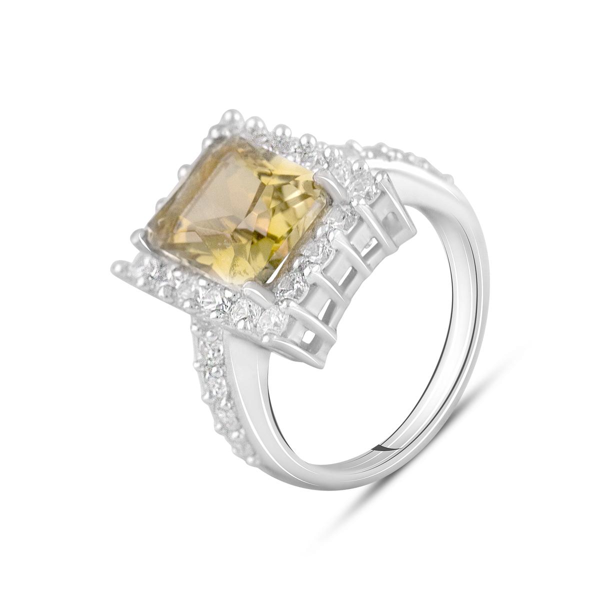 Кольцо серебряное с цитрином nano 4,18 ct 4,85 г р. 16 (2117353)