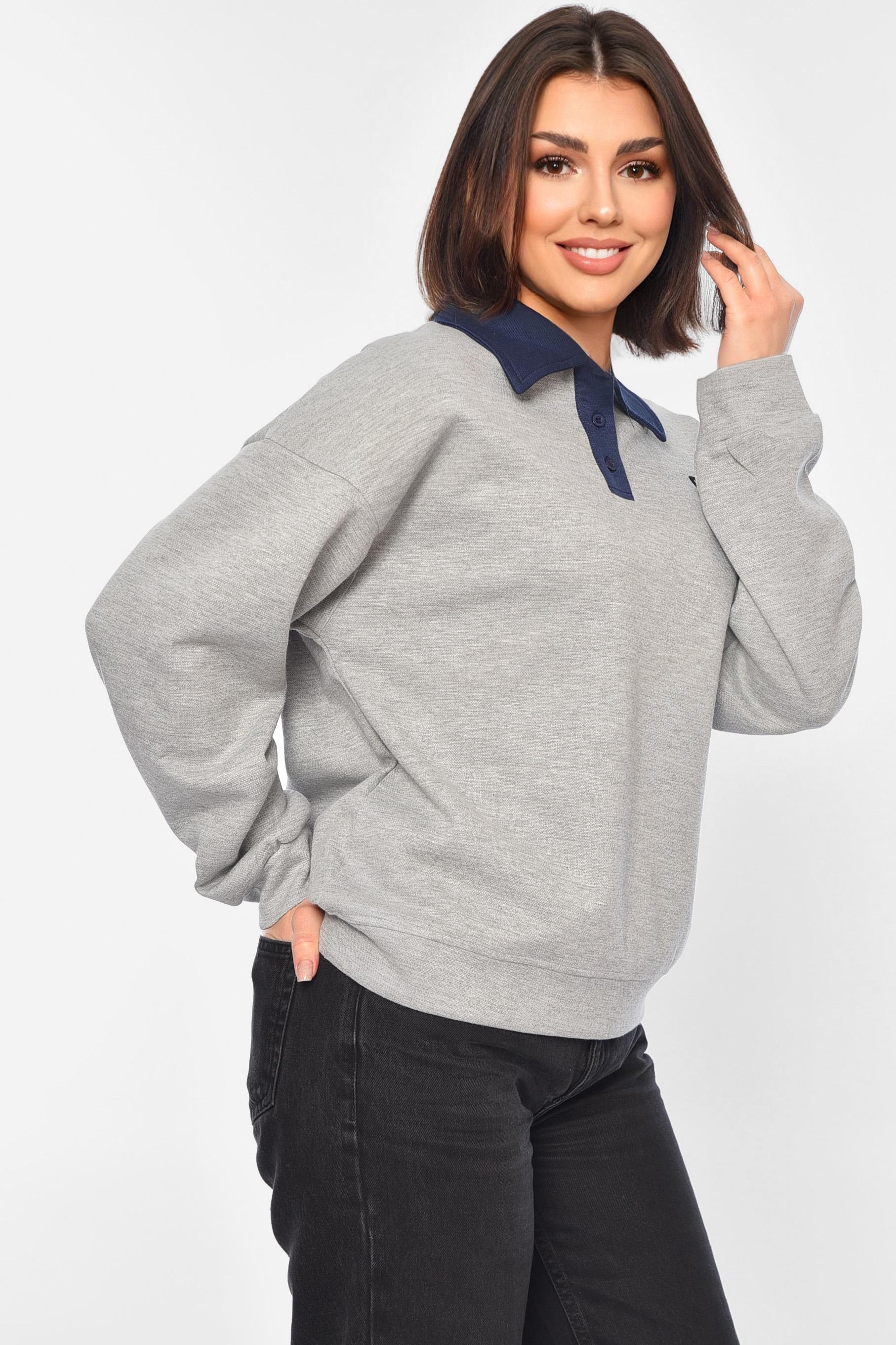 Свитшот женский M-L Серый (195075) - фото 2 Свитшот женский M-L Серый (195075) - фото 2