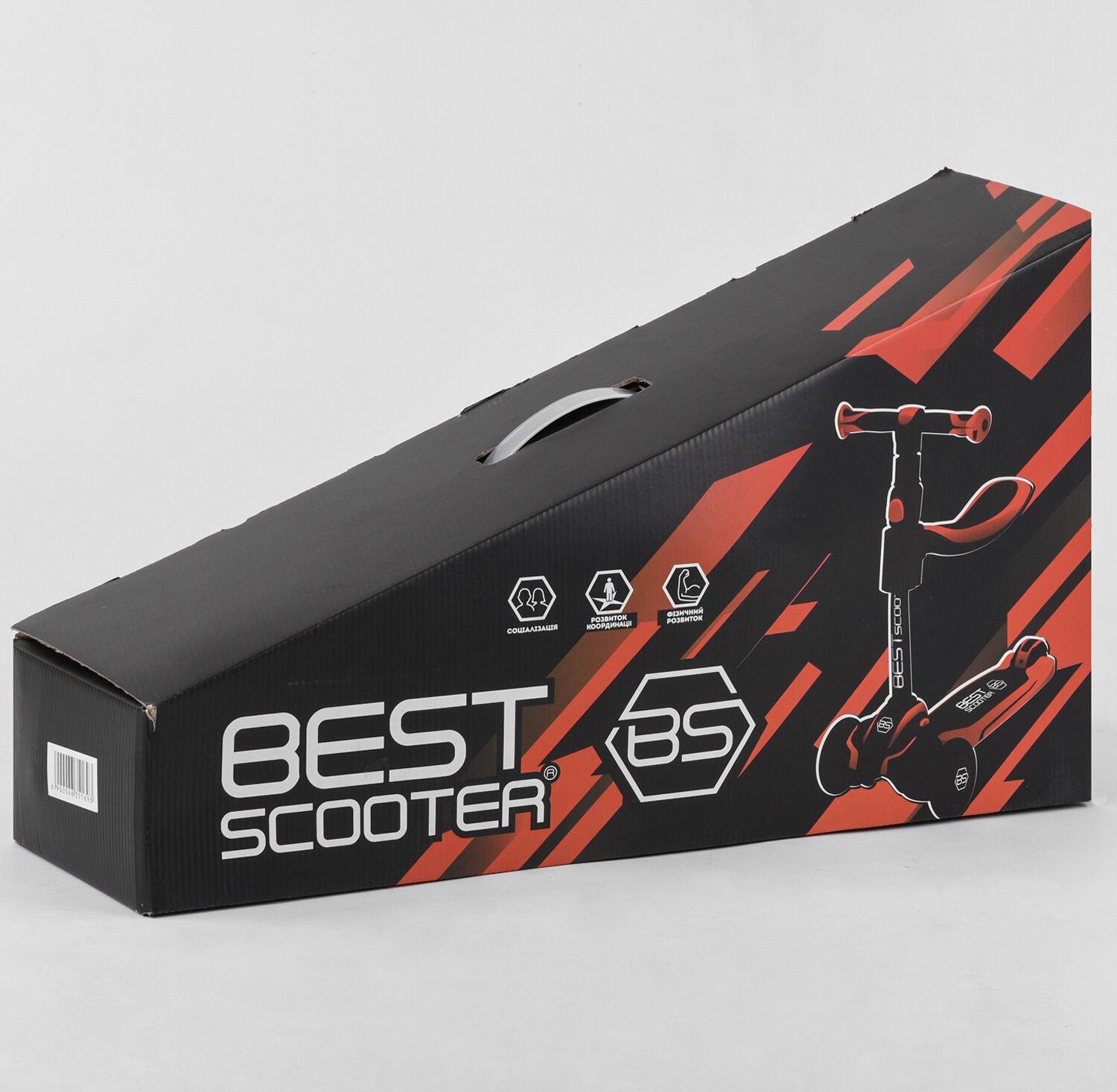 Самокат детский Best Scooter JS-30918 с сиденьем алюминиевый руль 3 PU колеса с подсветкой Голубой (17615948) - фото 7 Самокат детский Best Scooter JS-30918 с сиденьем алюминиевый руль 3 PU колеса с подсветкой Голубой (17615948) - фото 7