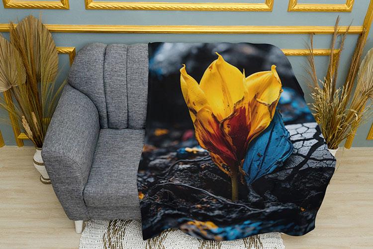 Плед PromoZP Цветок плюш двухслойный 135х150 см Желтый (102425-2)