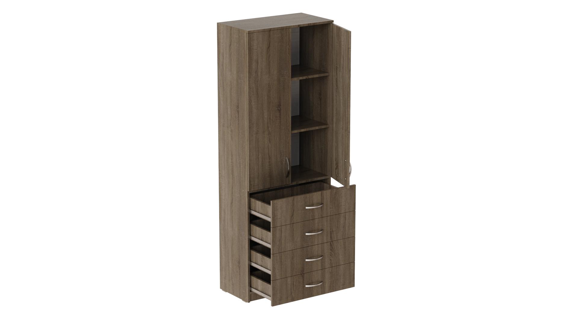 Шкаф Ferrum-decor Анжело на 3 полки с 2 дверями и 4 ящика ДСП 16 мм 900x700x380 мм Дуб Сонома Трюфель (FRD-105029)
