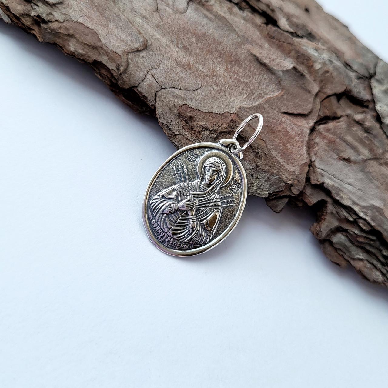 Икона овальная ладанка семистрельная богородица серебро 925 пробы черненое 1,30 г (3374ч)