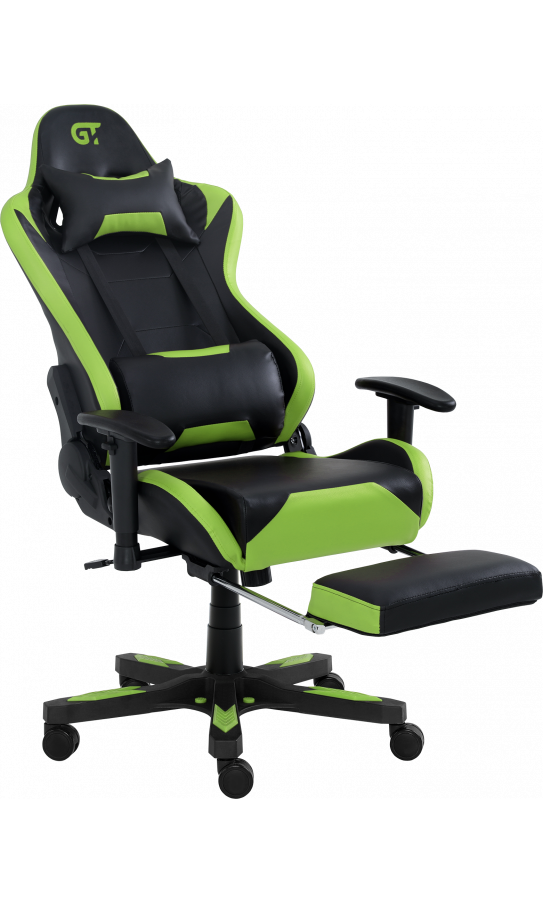 Кресло геймерское с подножкой для ног GT Racer X-2535-F Зеленый