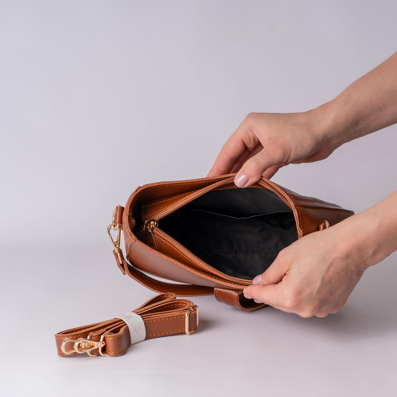 Сумка жіноча багет XENIA № 50-24 з еко-шкіри Охра - фото 2