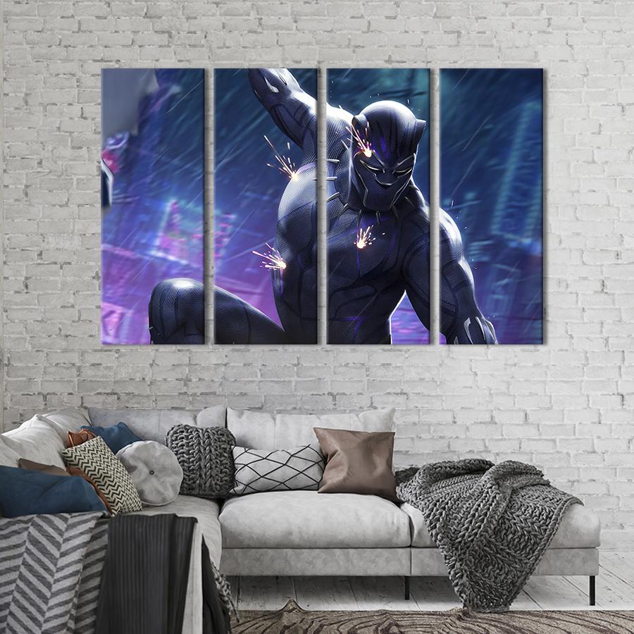 Картина модульная из 4 частей Черная пантера Marvel Comics XL 209x133 см (691-41)