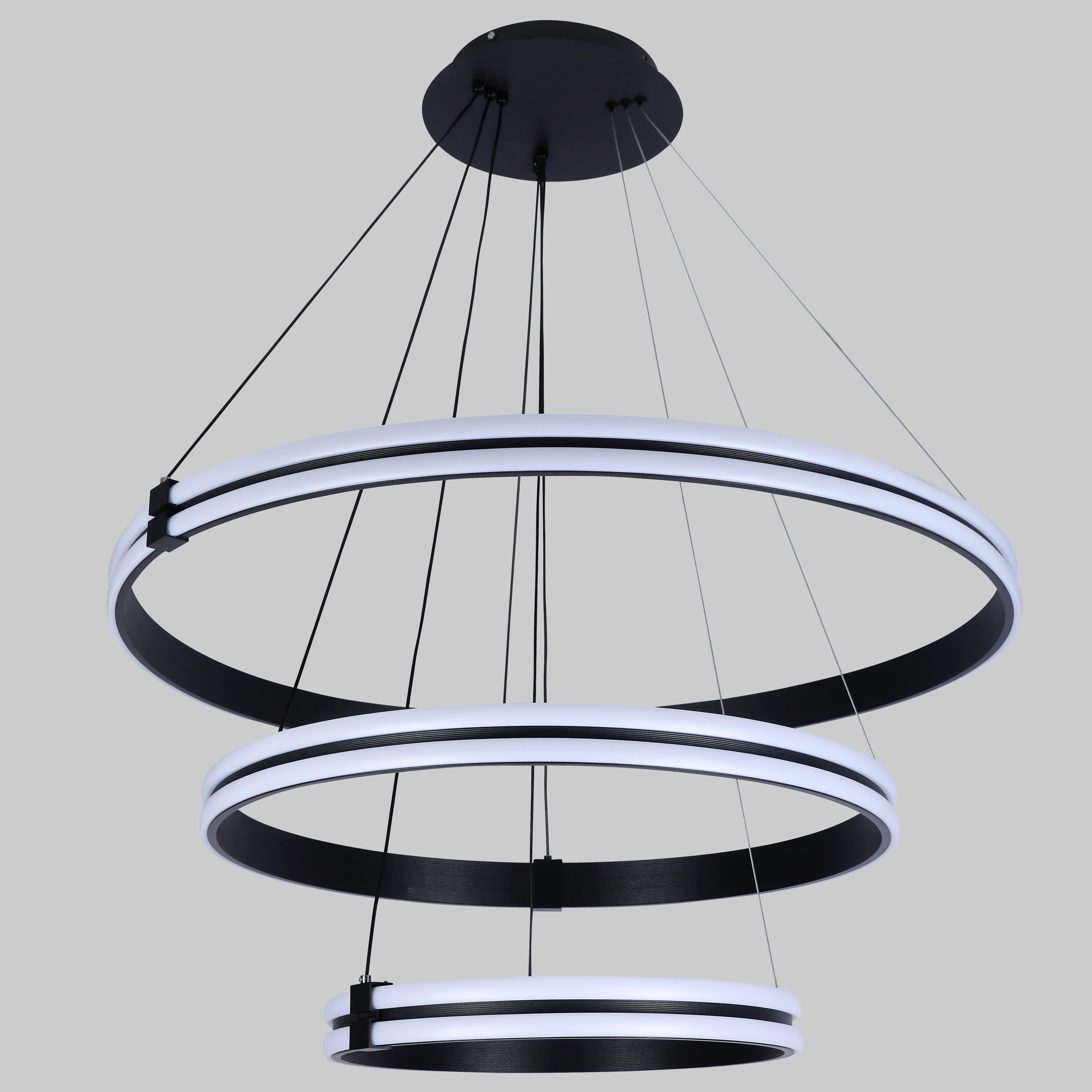 Люстра підвісна led 210W 40/60 см Чорний (87-1220 (400/600/800) BK)