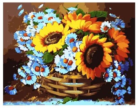 Набор для росписи по номерам Strateg Корзина цветов 40х50 см (VA-1020-mt)