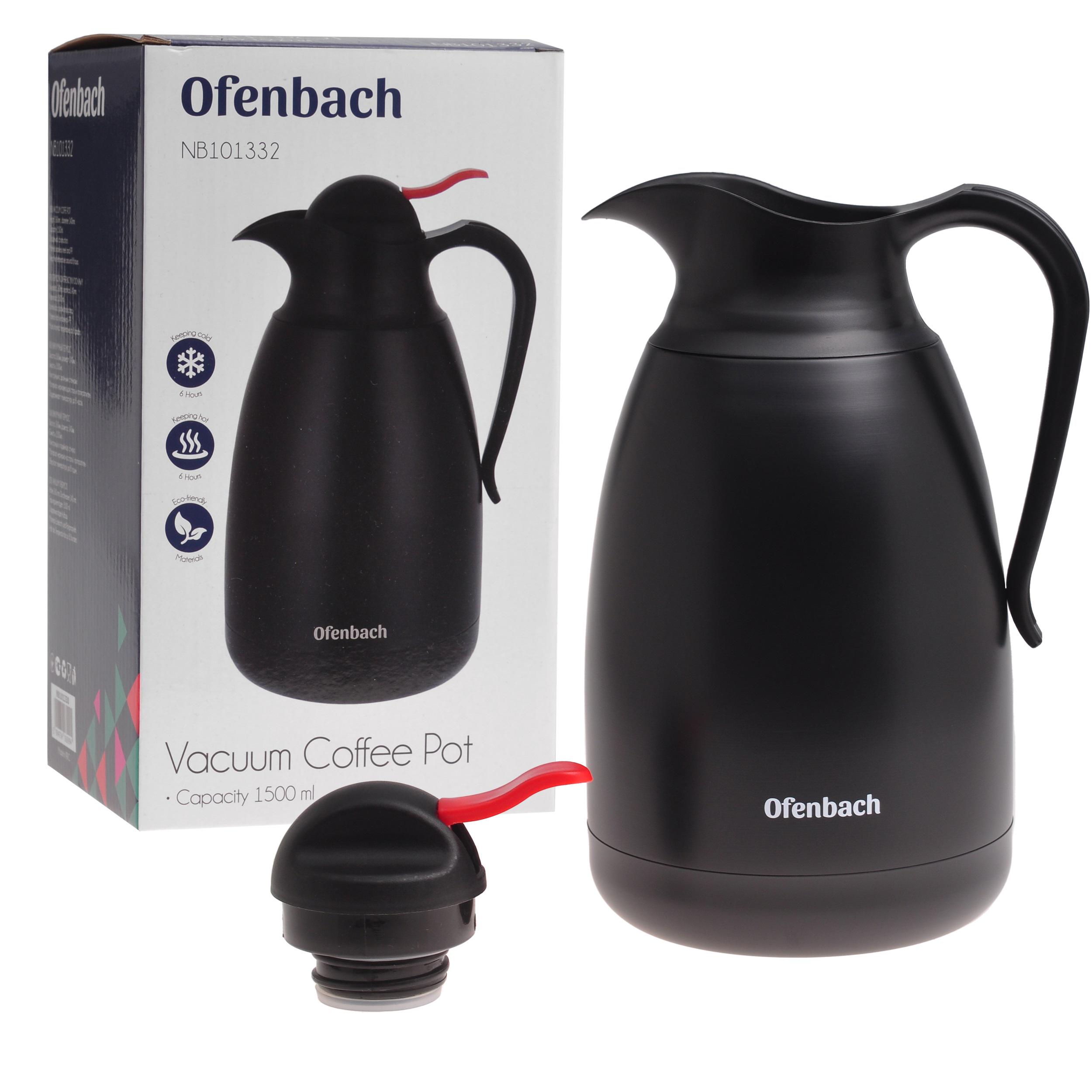 Термос конференционный с пластиковой крышкой и ручкой Ofenbach КМ-101332 из нержавеющей стали 1500 мл Черный (150-84-101332) - фото 2