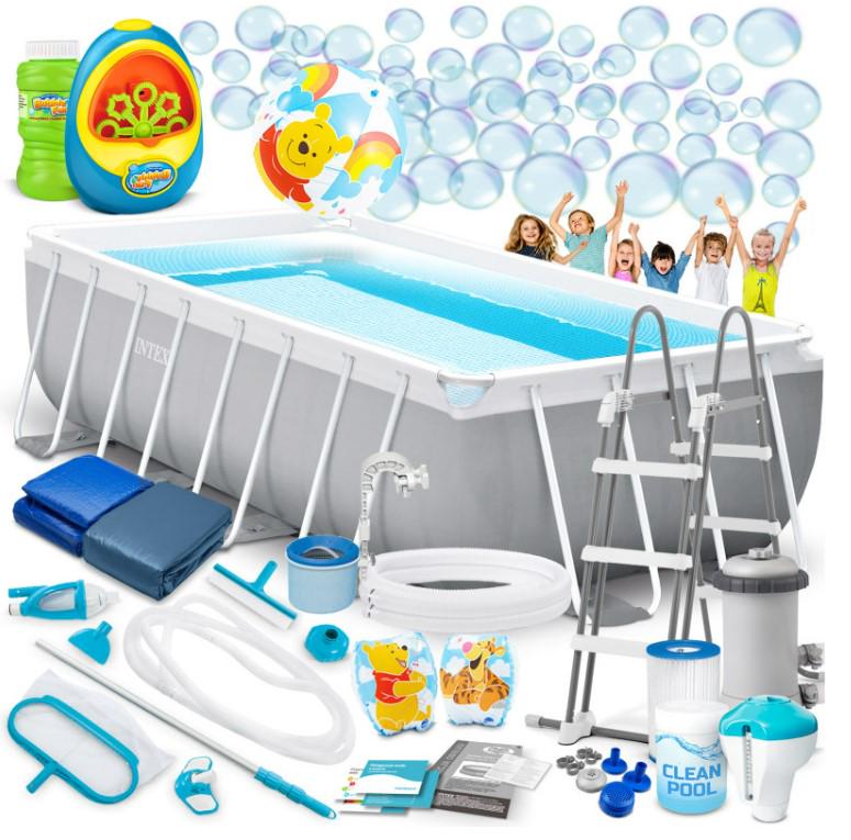 Бассейн каркасный прямоугольный Intex 26792 с машиной для создания пузырей 488x244x107 см (DM-26792-M)