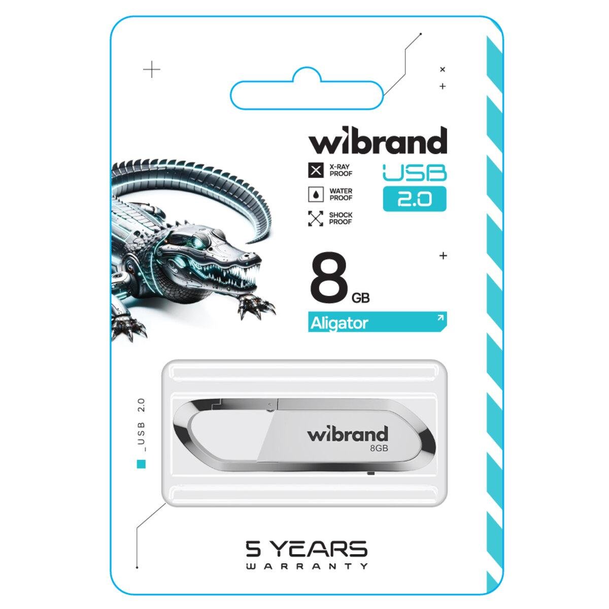 Флеш-пам'ять USB моноблок с карабином Wibrand WI2.0/AL8U7W USB 2.0 Aligator 8 Gb White (601815) - фото 2