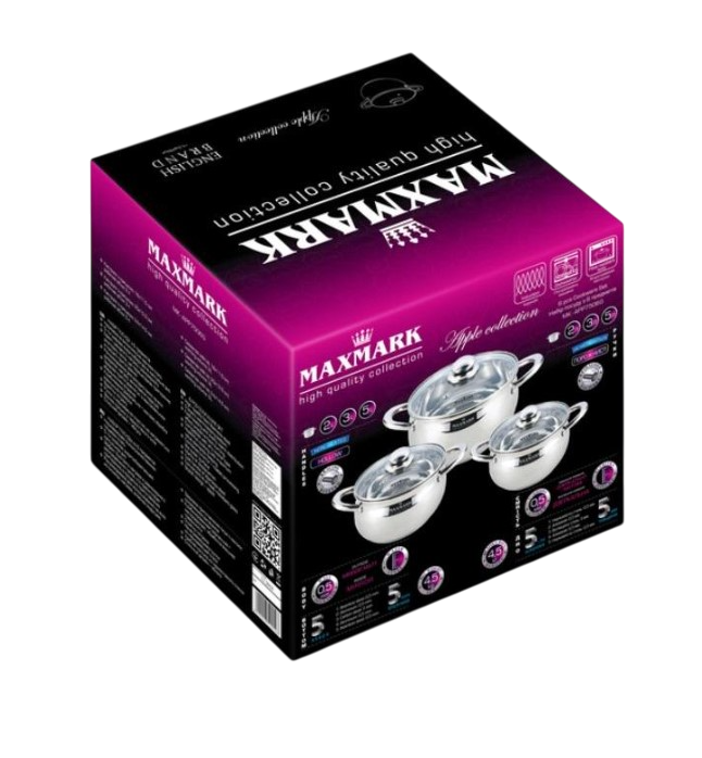 Набір каструль з кришками Maxmark з нержавіючої сталі 6 пр. (340cbf9c) - фото 2 Набір каструль з кришками Maxmark з нержавіючої сталі 6 пр. (340cbf9c) - фото 2